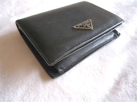 black leather bifold wallet prada|authentic prada wallet.